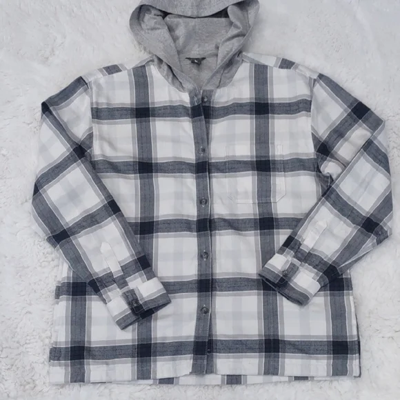 EDDIE BAUER Gray Plaid Hooded Jacket - Picture 16 of 17